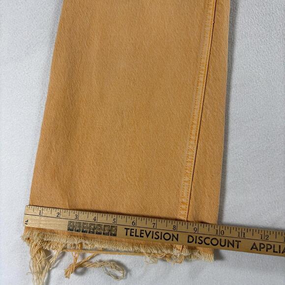 ZARA Wide Leg Jeans Orange Tag 28 High Rise Raw Hem Cropped Straight - Picture 3 of 8